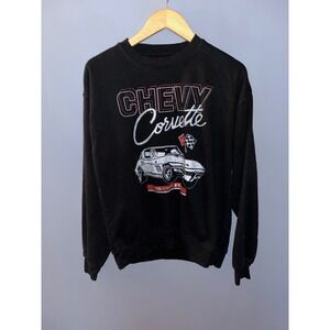 Chevy Corvette‎ Sweatshirt XS Black Graphic Crewneck Car Racing Automotive
